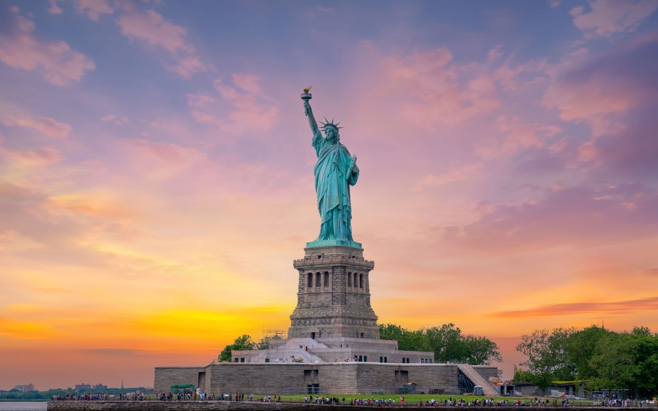 Statue of Liberty at sunset